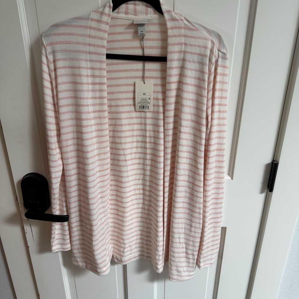 A New Day  Blush and Cream Striped Cardigan